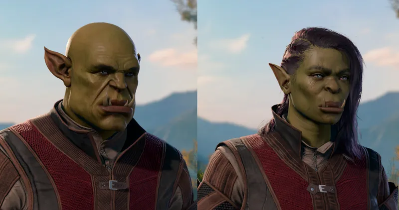 Half-Orc character portrait — Baldur’s Gate 3