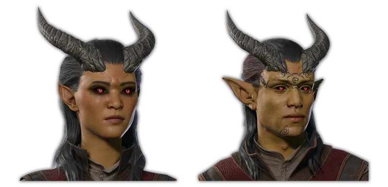 Zariel Tiefling character portrait — Baldur’s Gate 3